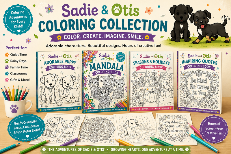 Sadie & Otis Coloring Book Collection.  Color. Imagine. Grow.